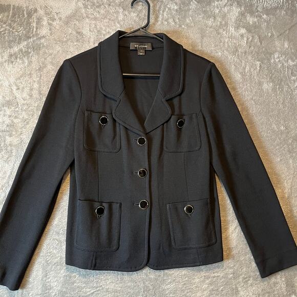 St. John Collection Black Wool‎ Blend Jacket Size 10 Women's - Picture 2 of 6